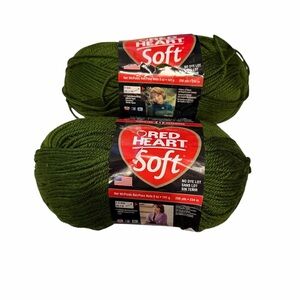 (2 Pack)  Red Heart Soft  - 5 Oz Skein Worsted Yarn - Dark Leaf Green 9523 New